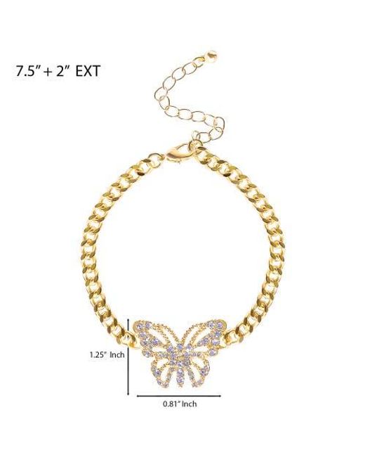 Jessica Simpson Metallic Tone Butterfly Crystal Chain Bracelet