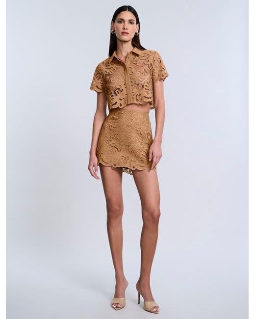 BCBGMAXAZRIA Blue Eyelet Mini Skirt