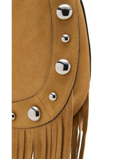 Mango Metallic Studded Fringe Suede Shoulder Bag