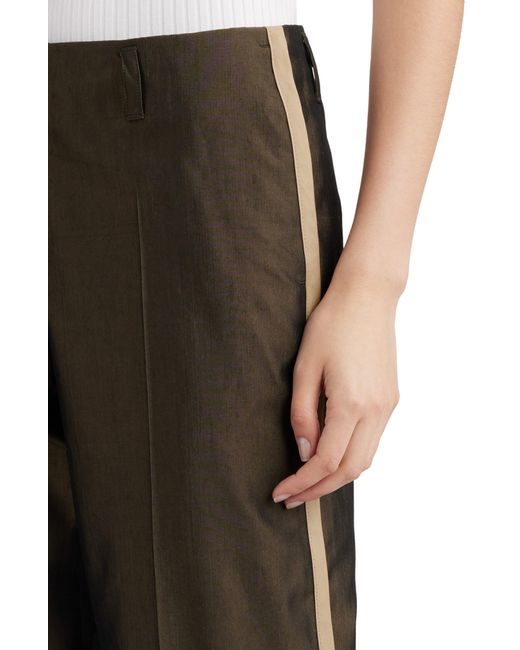 Dries Van Noten Black Track Stripe Cotton & Silk Blend Pants