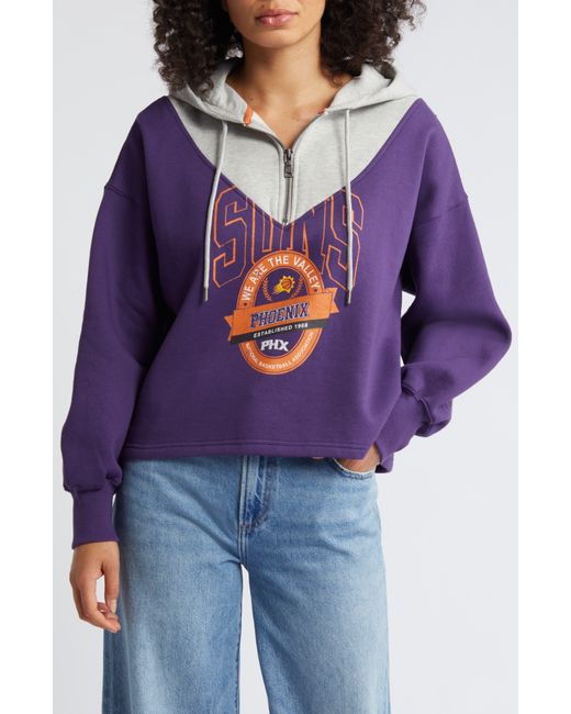 WEAR by Erin Andrews Purple Phoenix Suns Pieced Quarter-zip Hoodie Jacket At Nordstrom