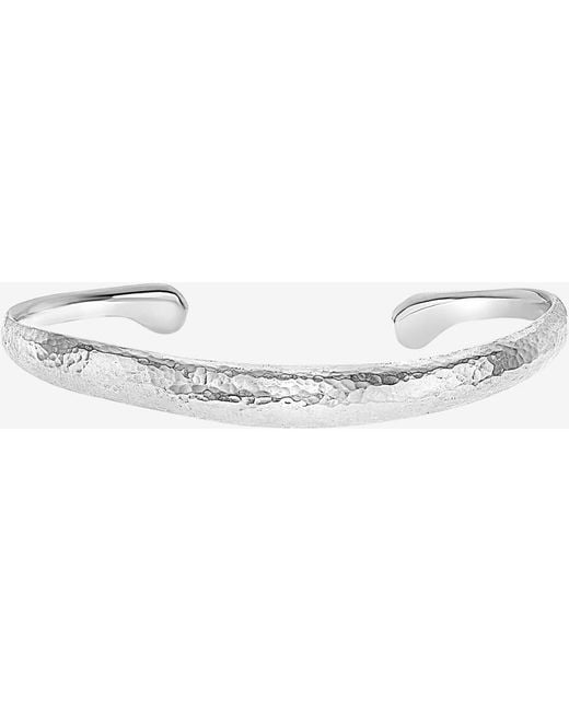 Dower & Hall Metallic Hammered Curved Bangle for men