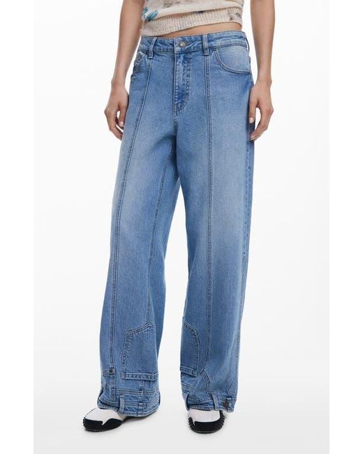 Desigual Blue Front Seam Wide Leg Jeans