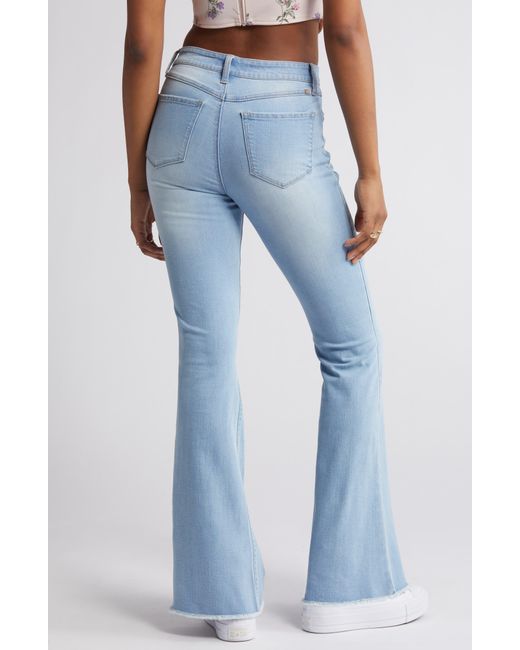 1822 Denim Blue Frayed Mid Rise Flare Jeans