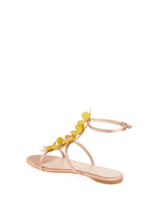 Giambattista Valli Pink Flower Ankle Strap Sandal