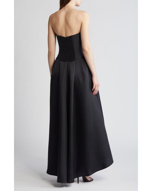 Amsale Black Strapless High-low Mikado Gown