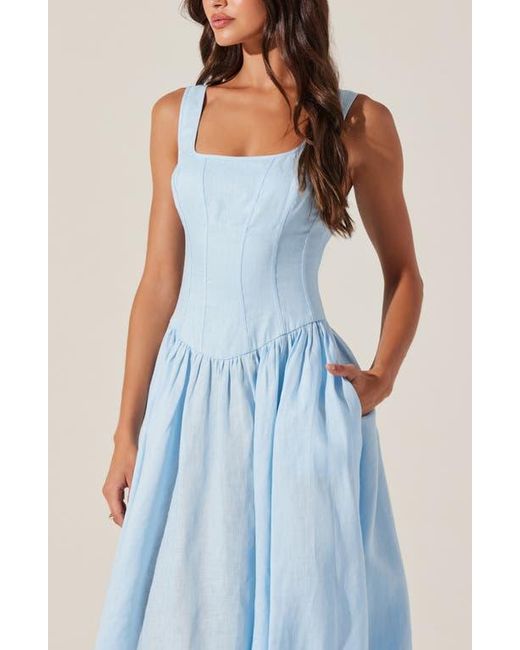Astr Blue Thierry Sleeveless Midi Dress