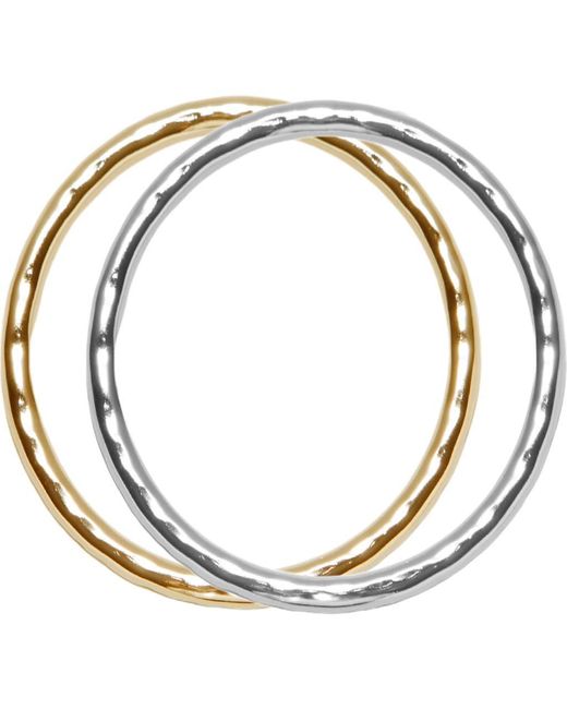 Argento Vivo Metallic Set Of 2 Oval Hammered Bangles