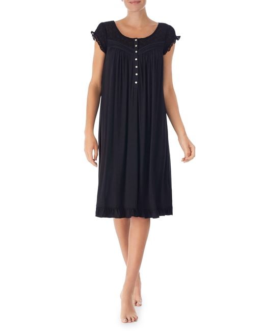 Eileen West Waltz Cap Sleeve Jersey Nightgown In Blue Lyst