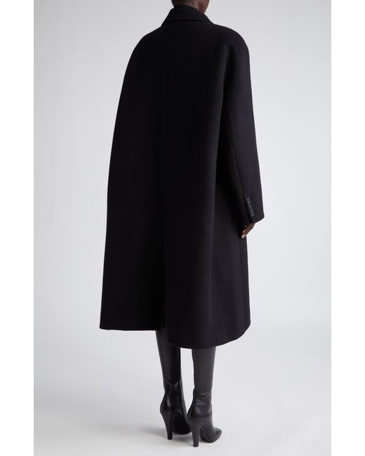 Saint Laurent Oversize Wool Coat In Black Lyst