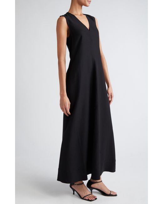 Totême  Black Fluid V-neck A-line Maxi Dress