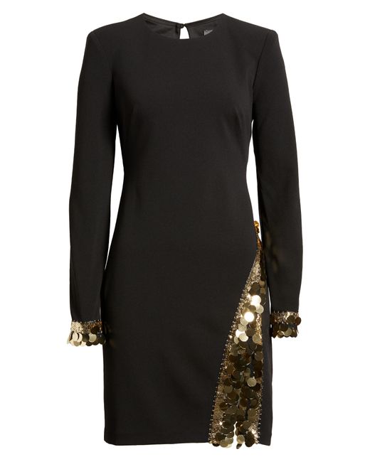 Vince Camuto Long Sleeve Sequin Jersey Minidress in Black Lyst