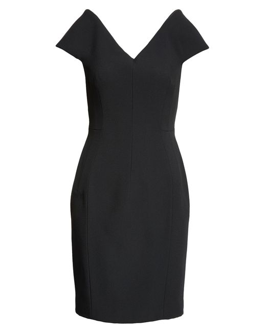Versace Black Structured Shoulder Bonded Crepe Dress