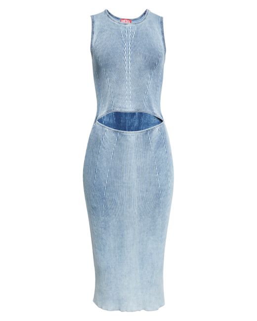 DIESEL Blue Diesel M-taryn Cutout Sleeveless Rib Midi Dress