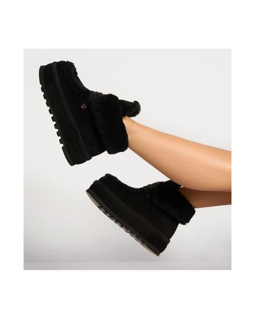 Naked Wolfe Black Bambi Genuine Shearling Platform Bootie