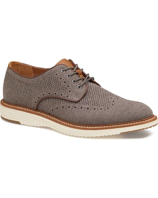 Johnston & Murphy Gray Upton Knit Wingtip for men