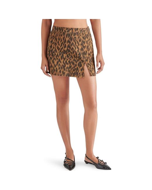 Steve Madden Brown Cam Print Denim Miniskirt