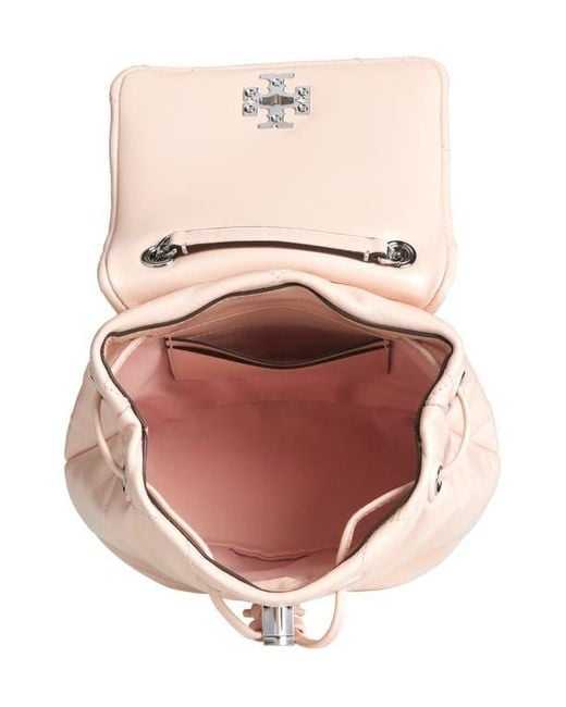 Tory Burch Pink Small Kira Diamond Quilted Leather Backpack