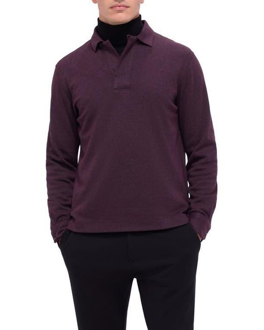 Bugatchi Cotton Blend Long Sleeve Polo Shirt in Purple for Men Lyst
