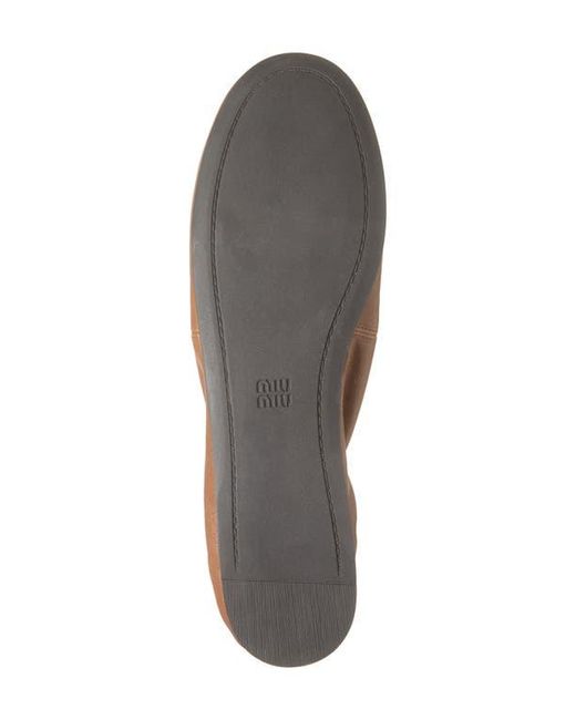 Miu Miu Brown Ruched Ballerina Flat