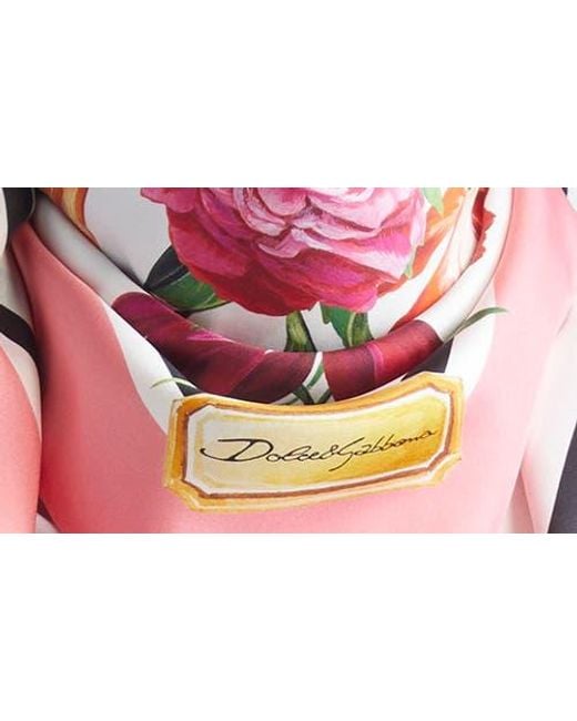 Dolce & Gabbana White Rafia Floral Print Silk Scarf