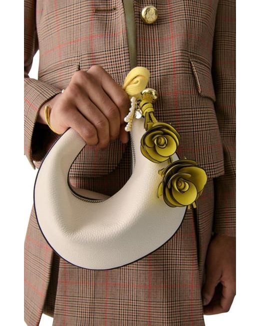 Kate Spade Yellow Charming Smooth Leather Stacked Flowers Key Fob
