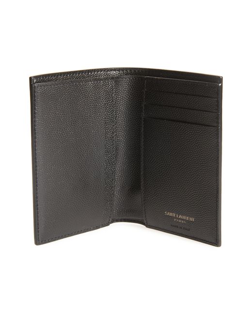 Saint Laurent Ysl Monogram Textured Leather Credit Card Wallet in Black ...
