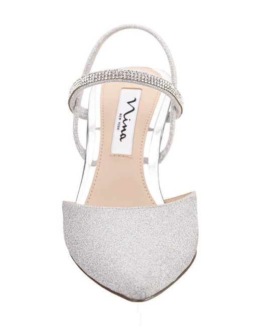 Nina White Billie Slingback Pointed Toe Pump