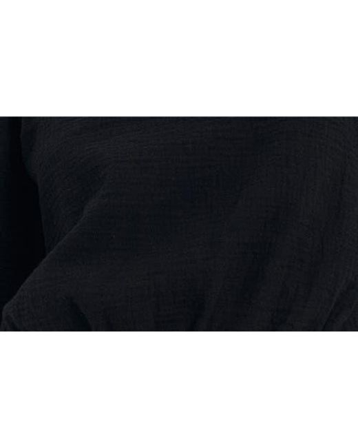 Mango Black Puffed Off The Shoulder Crop Top