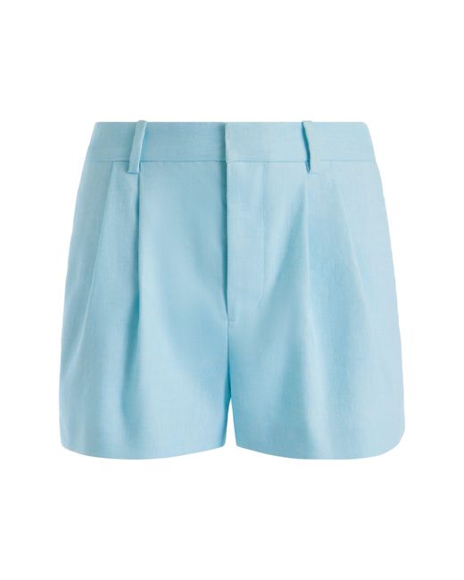 Alice + Olivia Blue Alice + Olivia Conry Pleated Linen Blend Shorts