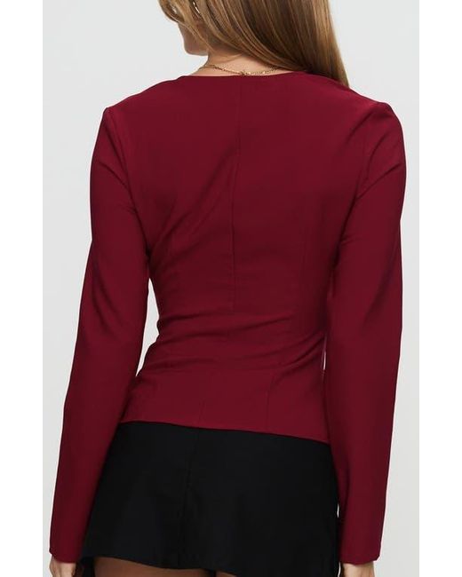 Princess Polly Red Gaskin Square Neck Button-Up Top
