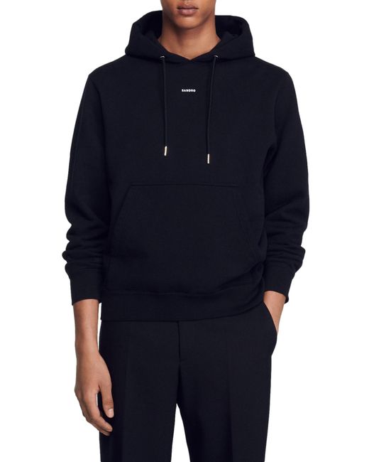 Sandro Blue Embroidered Logo Hoodie for men