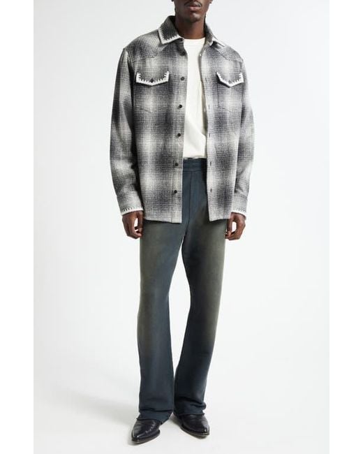 Golden Goose Deluxe Brand Gray Journey Plaid Virgin Wool & Silk Blend Overshirt for men
