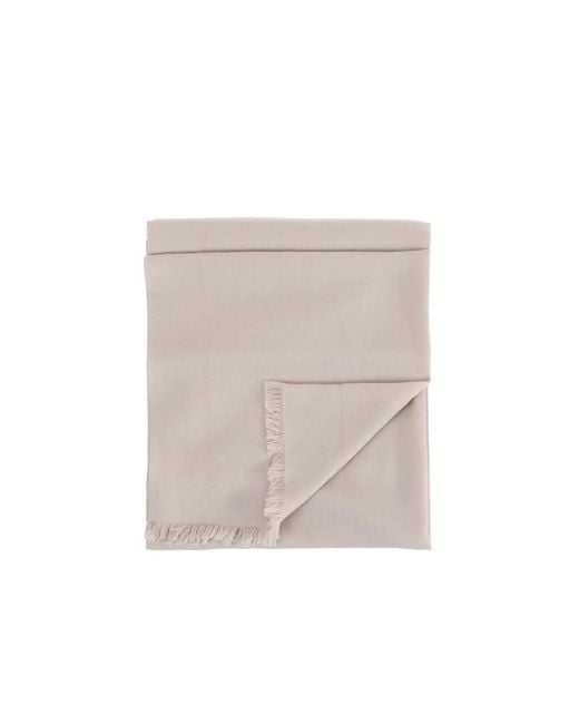Esterah White Wool Logo Scarf