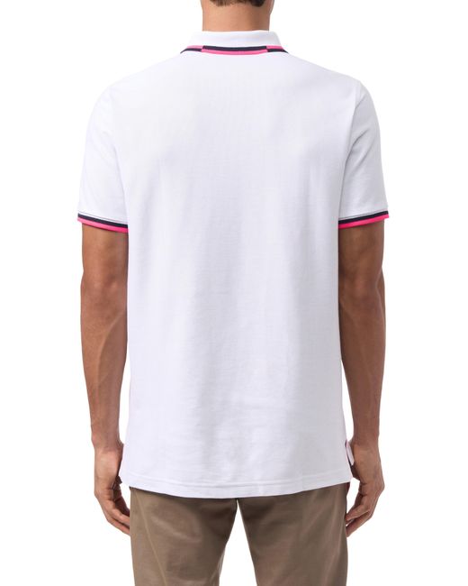 Psycho Bunny White Kingsbury Tipped Piqué Polo for men