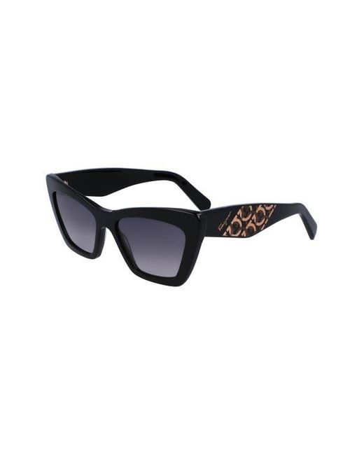 Ferragamo Black 55mm Gradient Rectangular Sunglasses