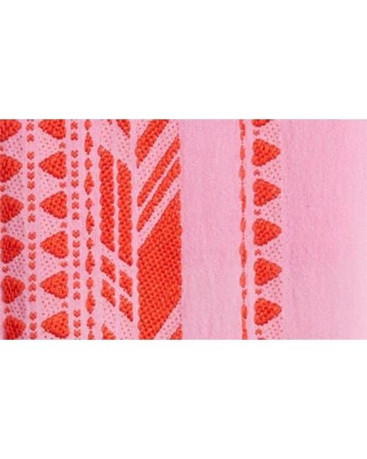 Elan Pink Embroidered Tiered Cotton Blend Cover-Up Maxi Dress