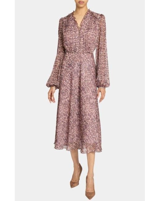 pink long sleeve fit and flare dress Long Sleeve Fit and Flare Midi Dress – Pastel by Vivienne