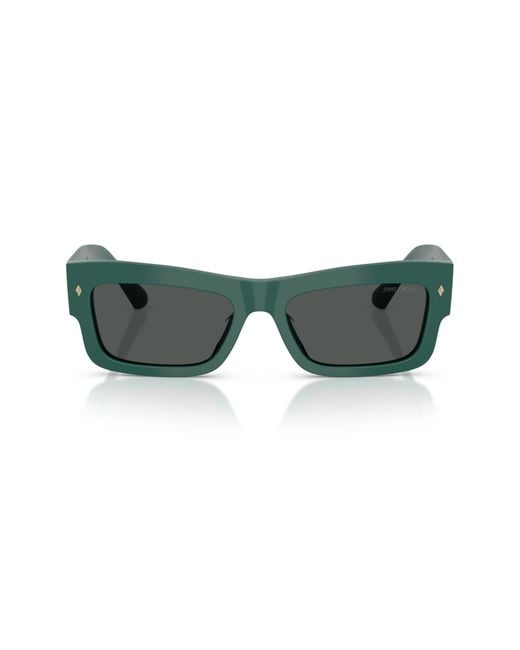 Jimmy Choo Green 53Mm Rectangular Sunglasses
