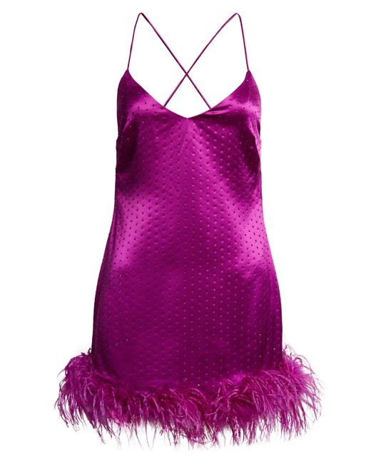 retroféte Susana Crystal & Feather Slipdress in Purple | Lyst