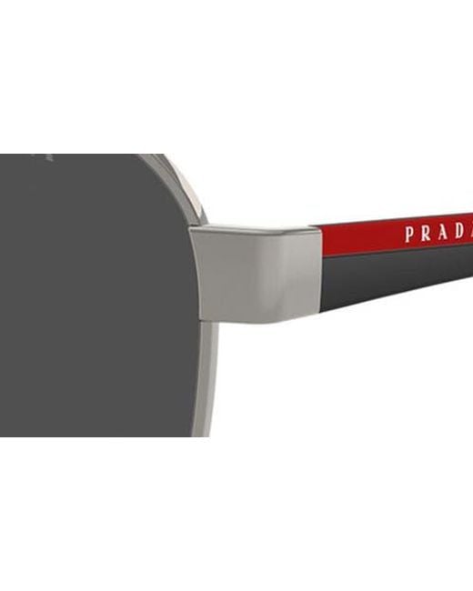 Prada Linea Rossa Black 58Mm Polarized Pilot Sunglasses for men