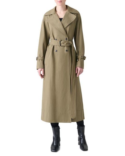 Akris Punto Natural Double Breasted Cotton Gabardine Trench Coat