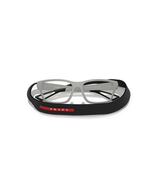 Prada Linea Rossa Black 56Mm Rectangle Optical Glasses for men