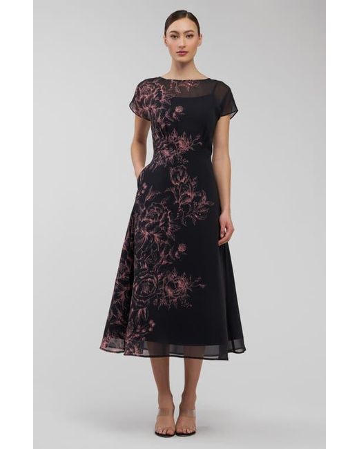 Kay Unger Black Mariellla Floral Cocktail Dress