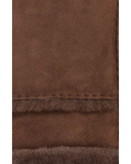 Ugg Brown Seamed Touchscreen Compatible Genuine Shearling Gloves