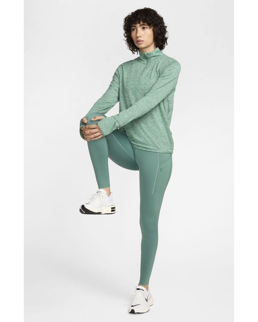 Nike Green Dri-fit Swift Element Uv Quarter Zip Running Pullover