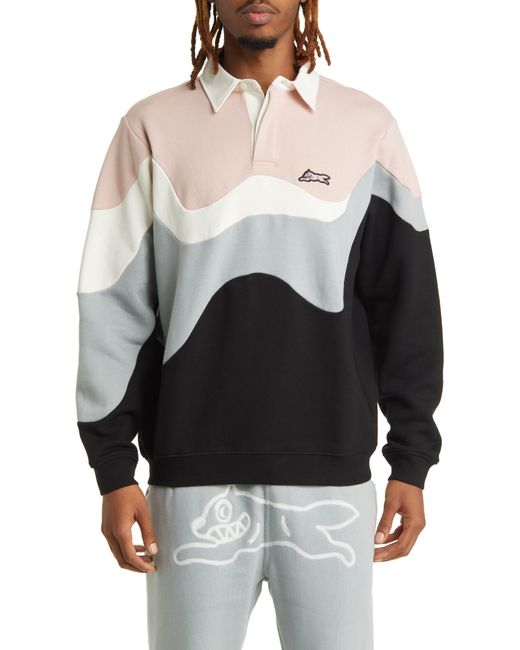 ICECREAM Black Big Drip Long Sleeve Polo Sweatshirt for men