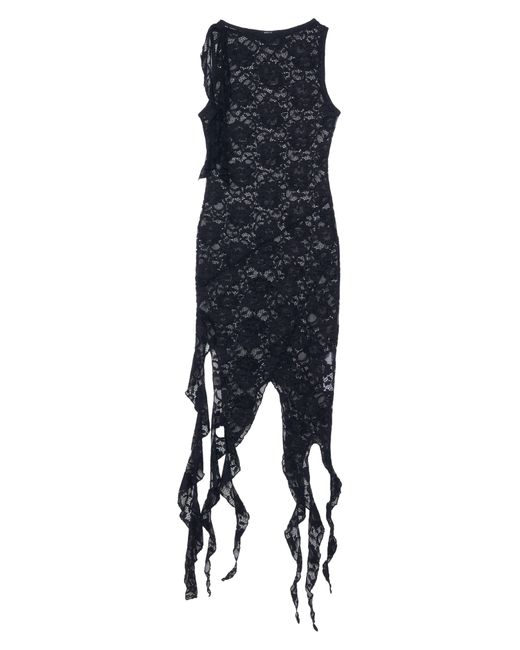 Nasty Gal Black Sheer Lace Ruffle Dress