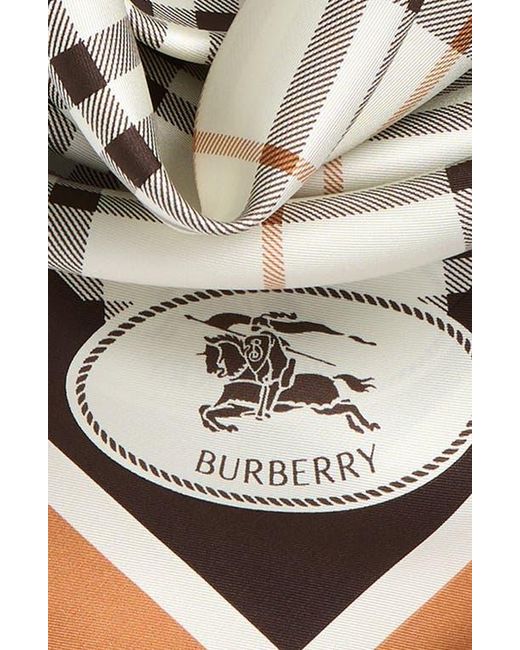 Burberry Medium Check Border Silk Scarf in White | Lyst
