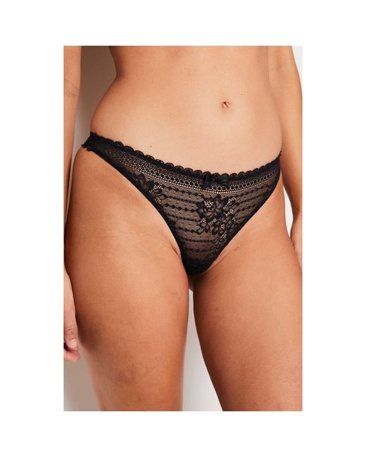 Etam Black Panama Lace Thong